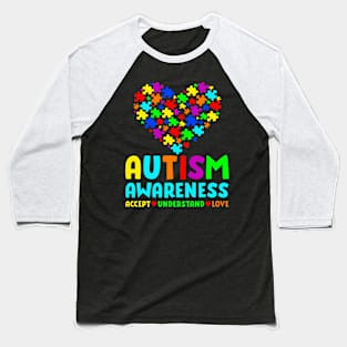 Autism Puzzle Heart Love Accept Understand Autism Awareness Baseball T-Shirt